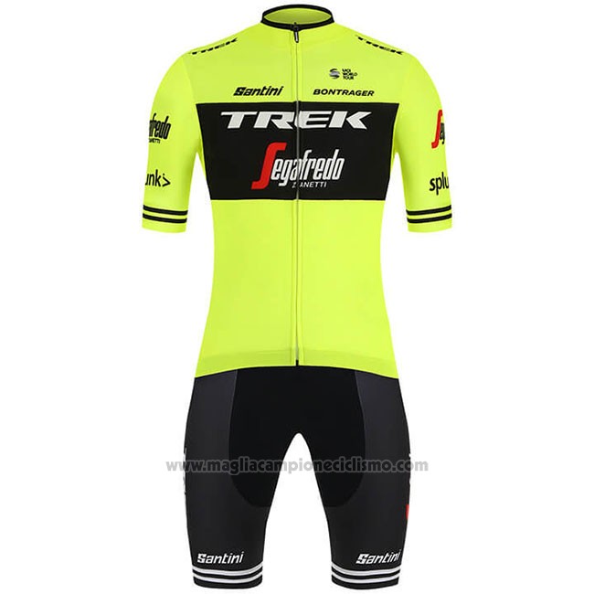 2019 Abbigliamento Ciclismo Trek Segafredo Verde Nero Manica Corta e Salopette